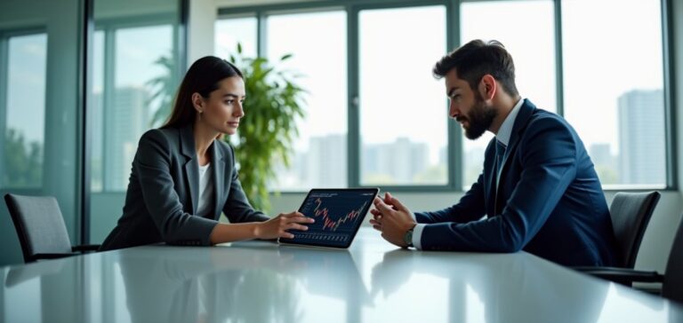 A professional Appraisal Specialist reviewing financial documents at Top Notch Wealth Management