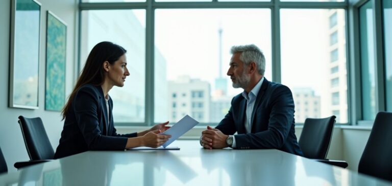 Business owner reviewing a Capital Loan agreement with a financial advisor from Top Notch Wealth Management in an African