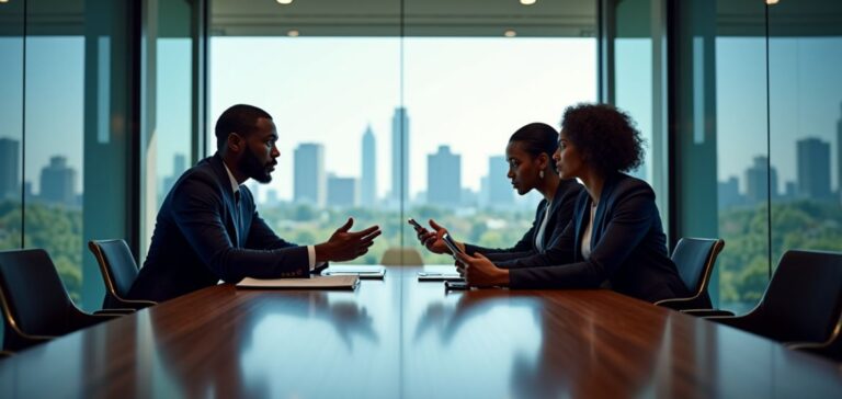 Business team discussing strategy for Raising Start Up Capital with financial advisor