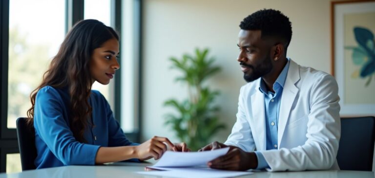 Image of an entrepreneur reviewing financial documents, symbolizing a Zidisha Loan opportunity.